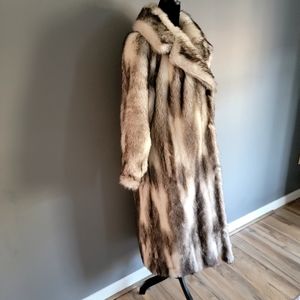 Vtg Luxury faux Fitch fur full length coat